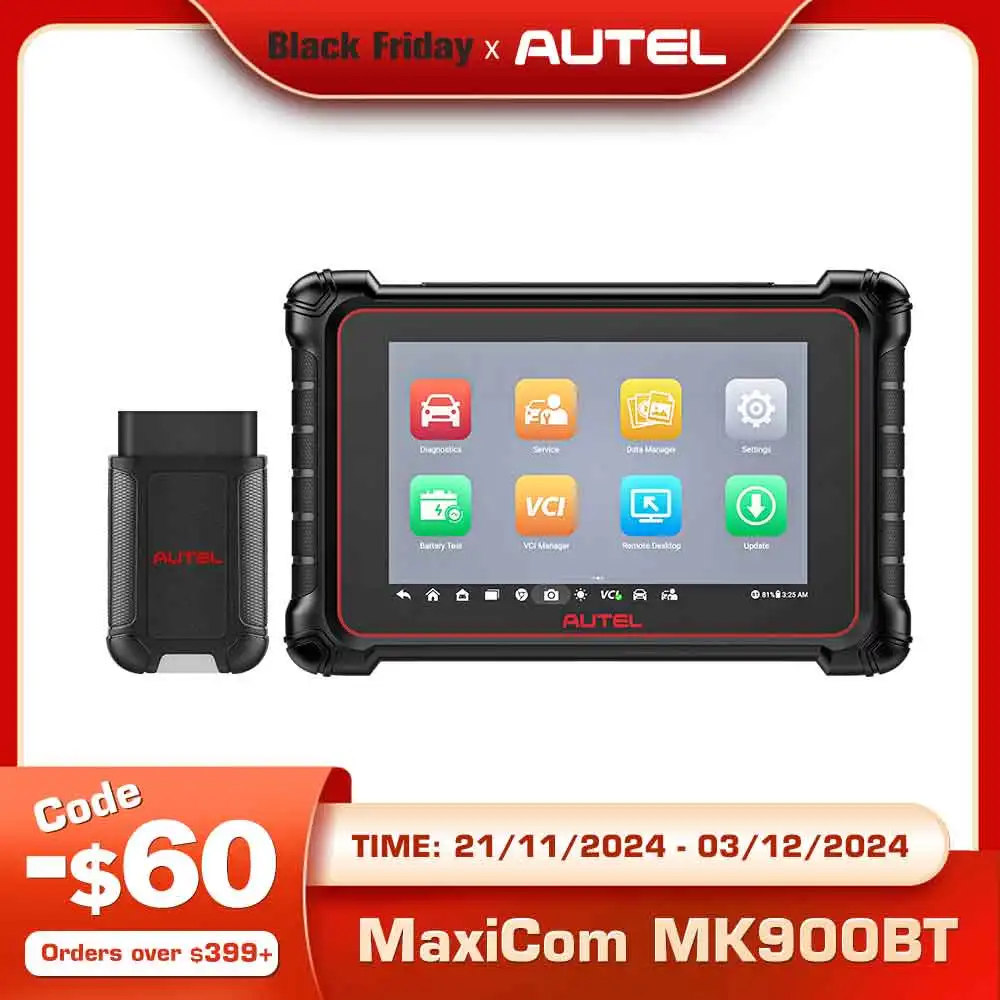 Autel MaxiCOM MK900 BT MK900BT 8 Inch Car Diagnostic Tools 40+ Services CAN FD DOIP OBD2 Scanner Upgrade of MK808BT Pro MK808S