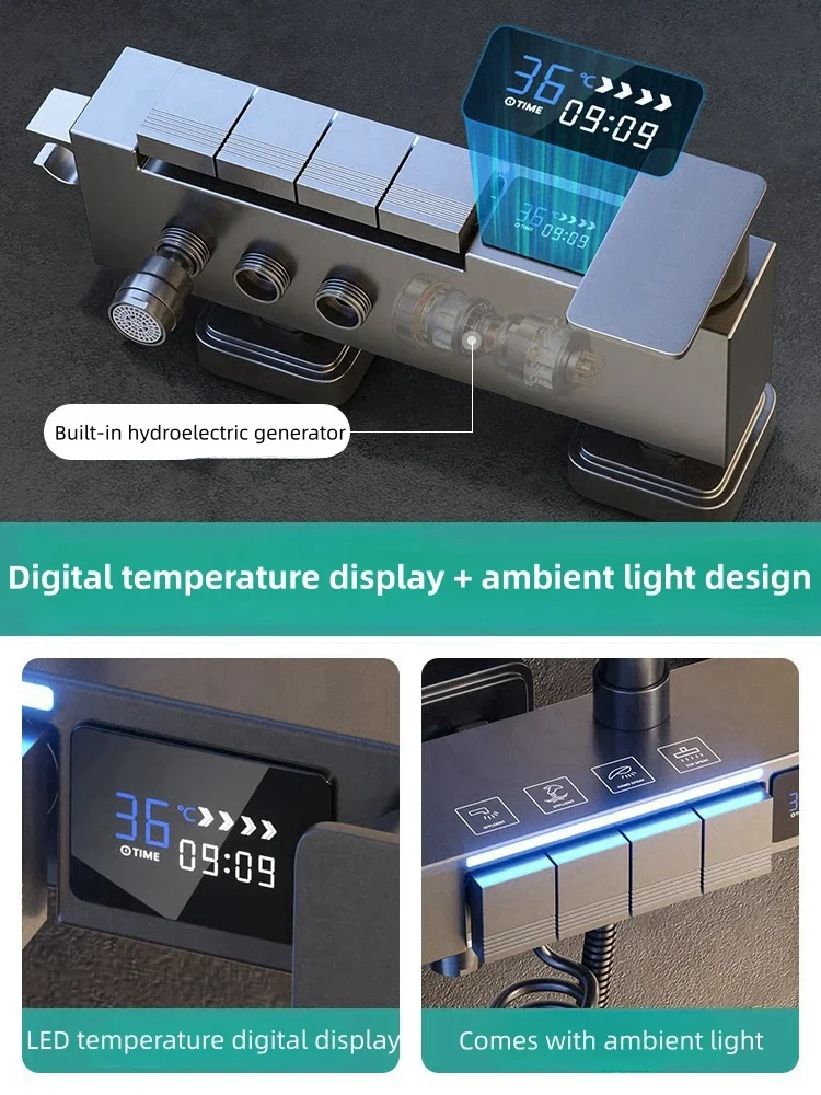 Dd-home Modern Electric Hygienic Sunflower Rainfall Showers System Set Replete for The Smart Bathrooms Accessories Thermostat