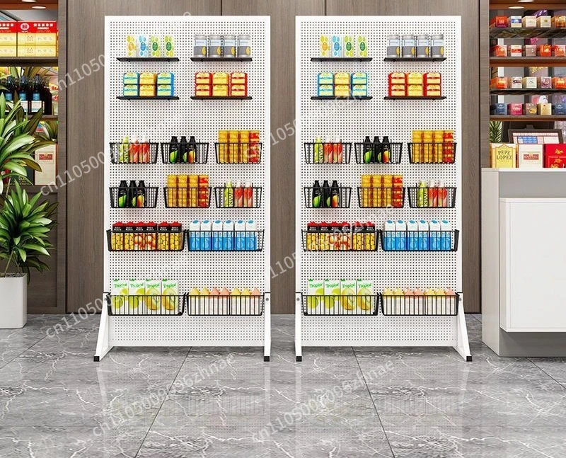 

Vertical Standing Pegboard Display Shelf With Round Holes For Kitchen Accessories Jewelry And Supermarket Merchandise
