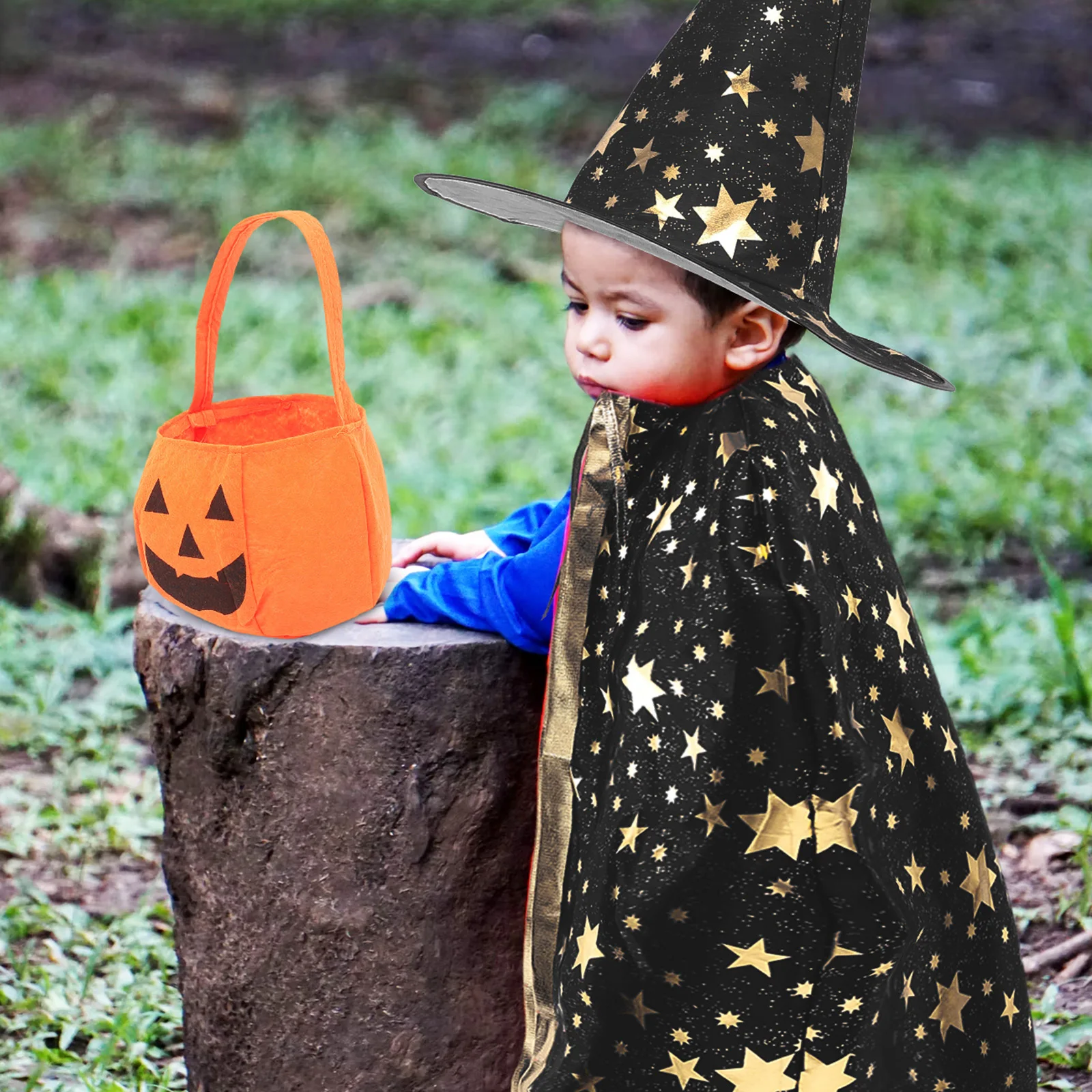 1 ensemble citrouille Halloween Cape citrouille chapeau enfants Cosplay Costume tenue lumineuse enfants ensemble d'outils Costumes d'halloween