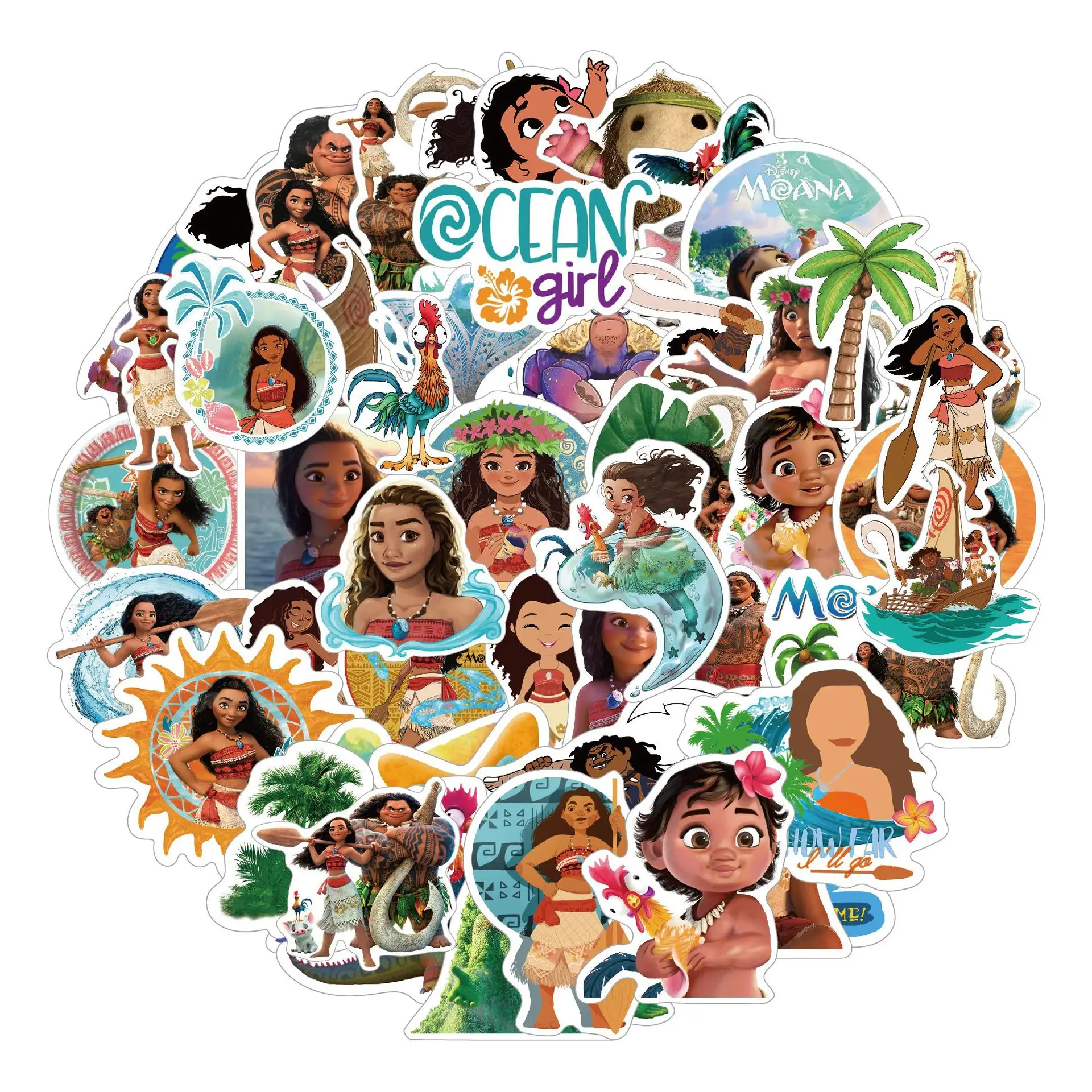 

10/30/50PCS Moana Cartoon Stickers Disney Movie Decals Scrapbook Fridge Luggage Laptop Guitar Car Bike Skateboard Decoration Toy