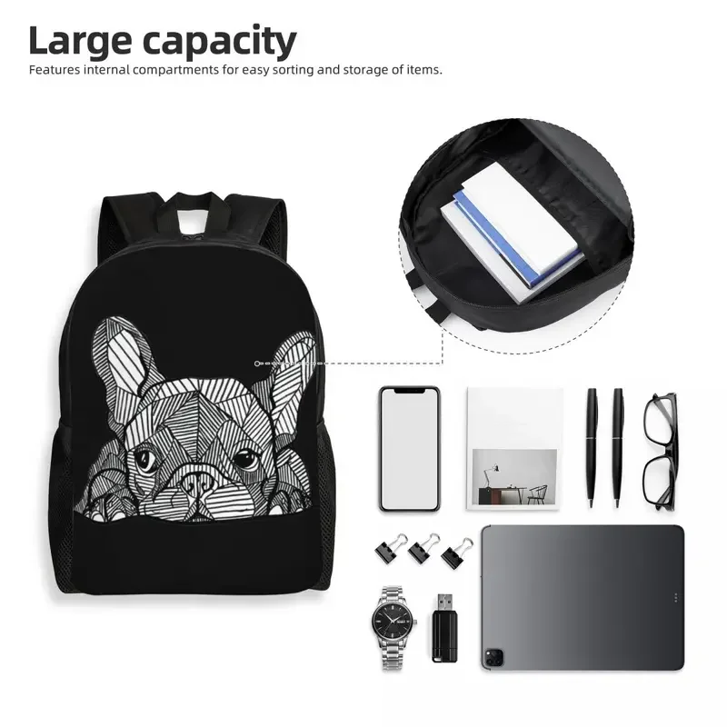 Custom French Bulldog Laptop Backpack Women Men Fashion Bookbag for School College Students Frenchie Dog Bag