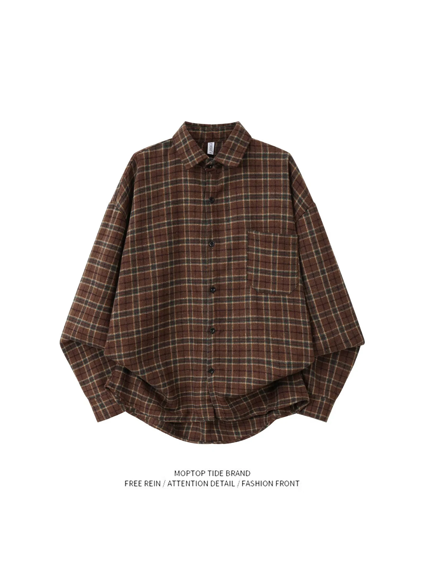 

Мужская рубашка Mr. WH: весенне-осенняя, утепленная, в американском ретро-стиле, в клетку, с длинным рукавом, повседневная, свободного кроя, из полиэстера, популярная среди молодежи.