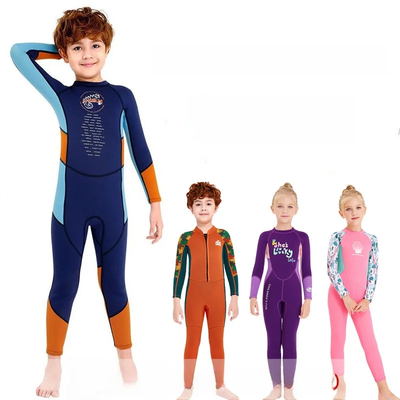 

Thiened Long Sve Children's Wetsuit Thermal Insulation Diving Suit for Boys And Girls Winter Swimming Costume Heat Reten...