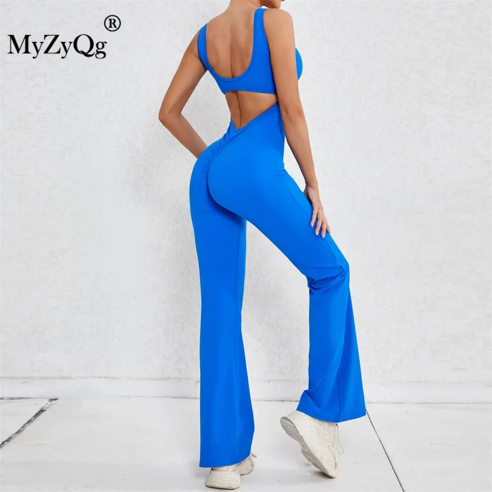 MyZyQg Women Ballet Dance Aerial Sleeveless Yoga Jumpsuit Chest Pad High Elastic Fitness Sports Running Tracksuit Gym Sportswear