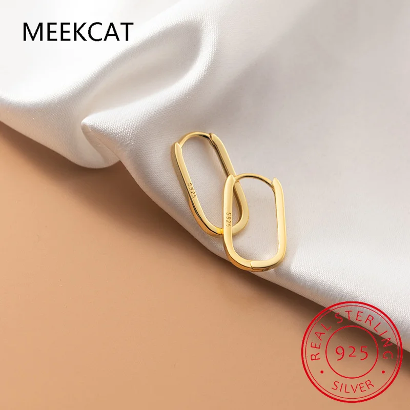 925 Sterling Silver Simple Oval Glossy Huggies Ear Buckle for Women Fashion Bohemian European piercing Hoop Earring Jewelry