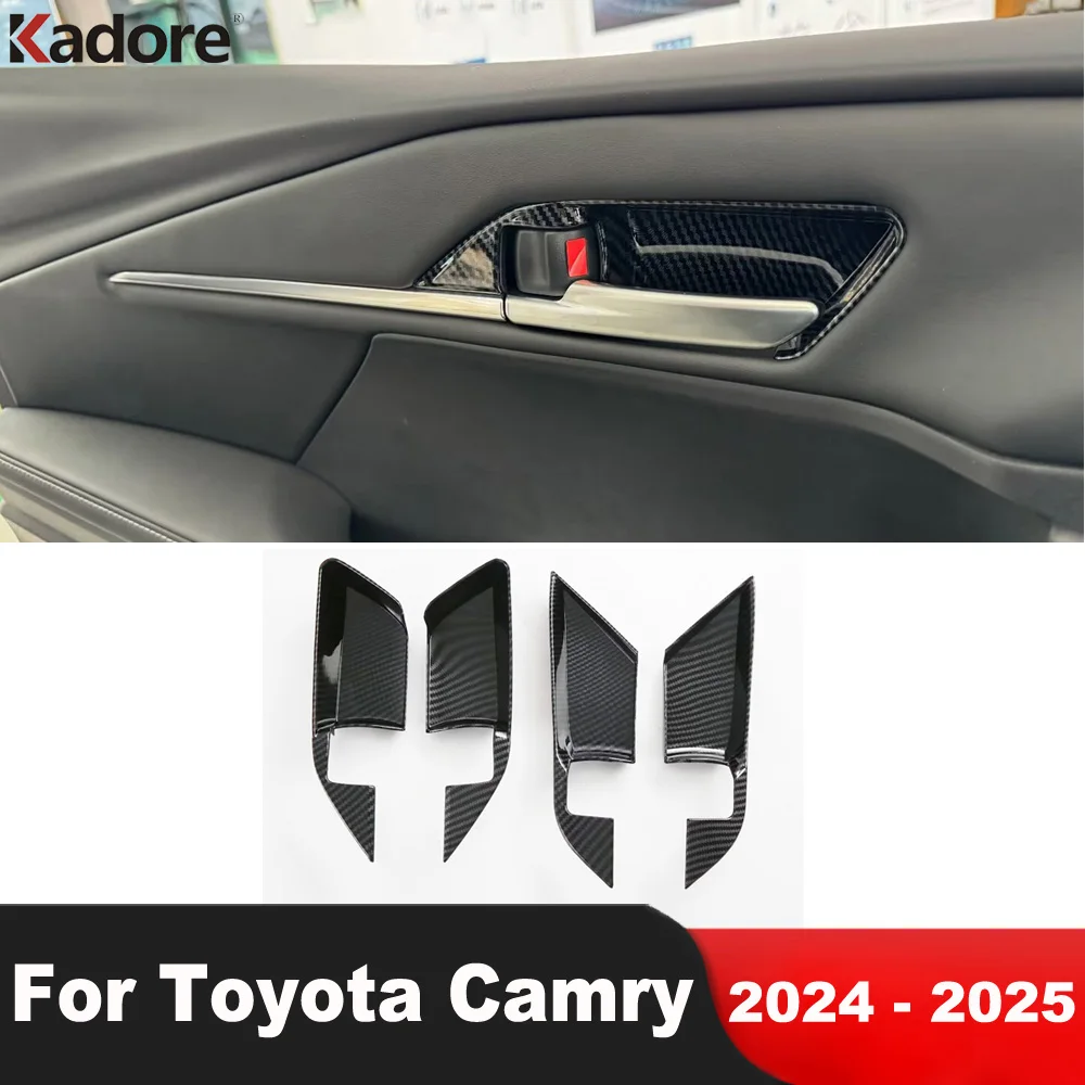 Dla Toyota Camry 2024 2025 z włókna węglowego wnętrze samochodu klamka do drzwi wewnętrznych pokrywa misy wykończenia dekoracyjne akcesoria wewnętrzny profil