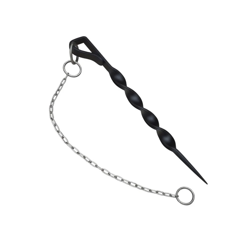 Stainless Steel Rain Chain Anchor Chain Kit with 12 inch Iron Spiral Stake and Flat Top Head for Secure Ground Insertion