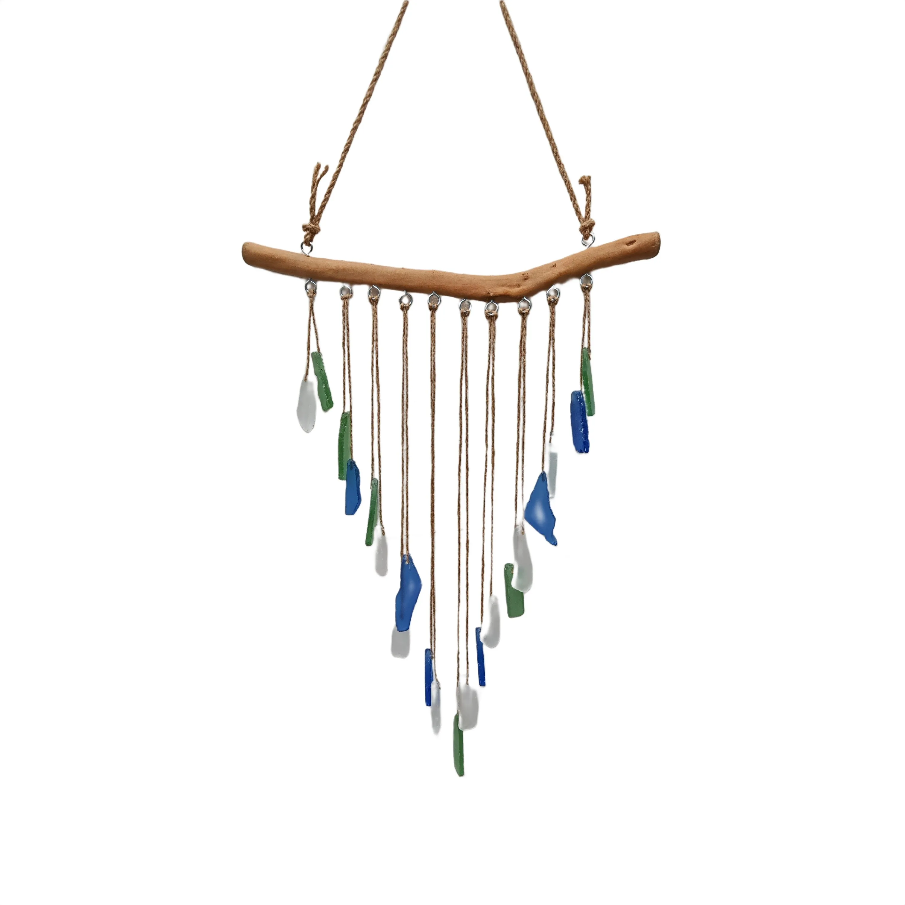Retro Sea Glass Wind Chime Handcrafted Beach Theme Pendant For Yard Porch Home Decoration Outdoor Garden Ornaments