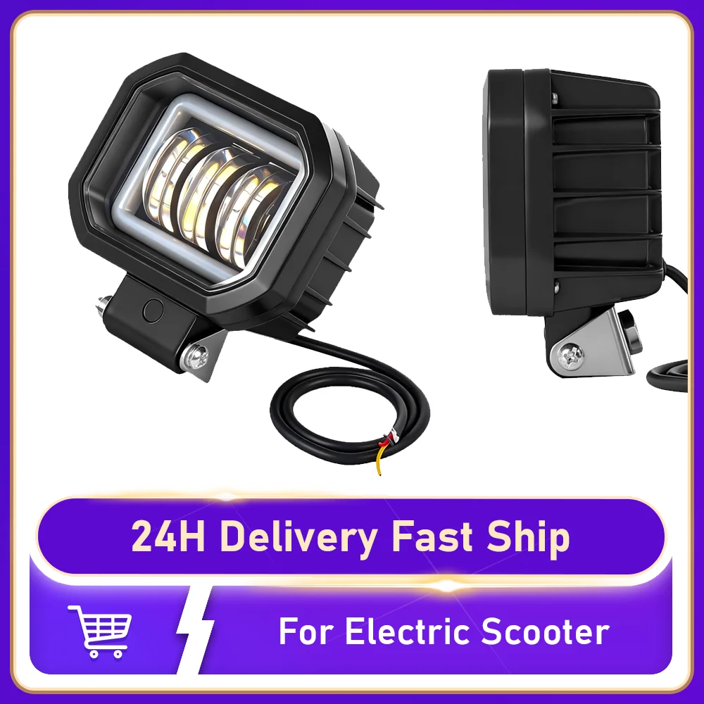 

18-20W LED Liht Spotlight Front Lamp Electric Bicycle Waterproof Warning Headlight Universal For Electric Scooter Parts