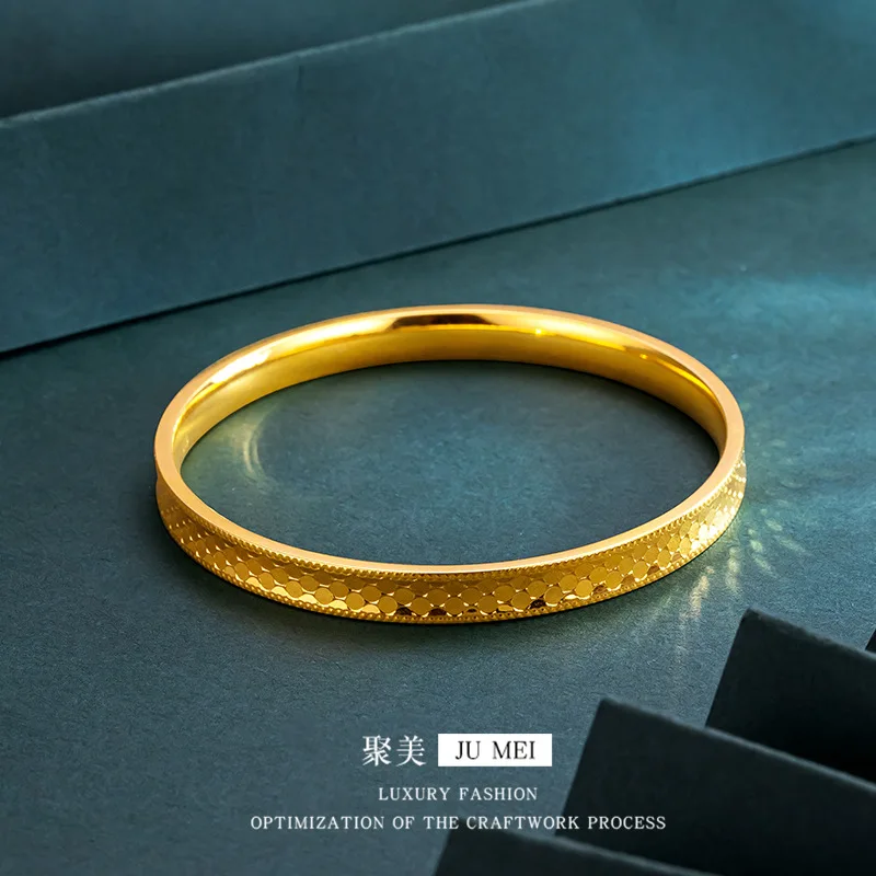 سوار فاخر من الذهب الخالص عيار 24 قيراط عيار 9999 مصنوع من الذهب الخالص ومقياس التنين السميك المتلألئ