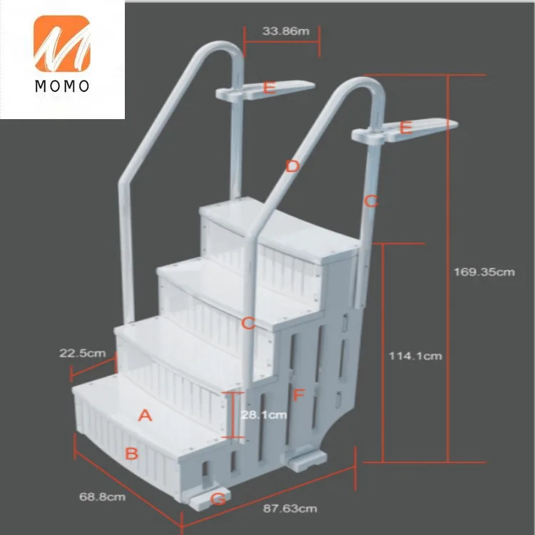 Plastikowa nad ziemią drabinka basenowa z drabiną