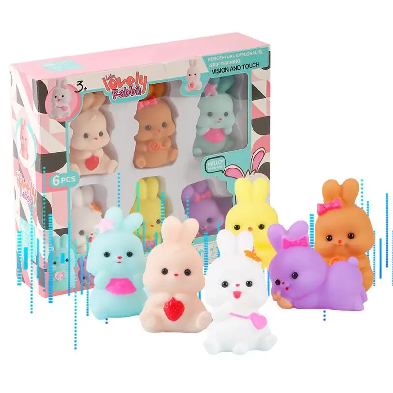 

Rabbit Bath Toy 6pcs Squeaky Colorful Rabbit Bathtub Toys Tub Toys For Easter Bathroom Decor Birthday Party Favors Children's
