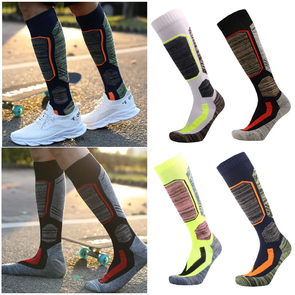 1 Pair Thickened Winter Warm Ski Stockings Hiking Socks For Women Men Anti-Cold Snowboarding Outdoor Sports Long Barrel Socks