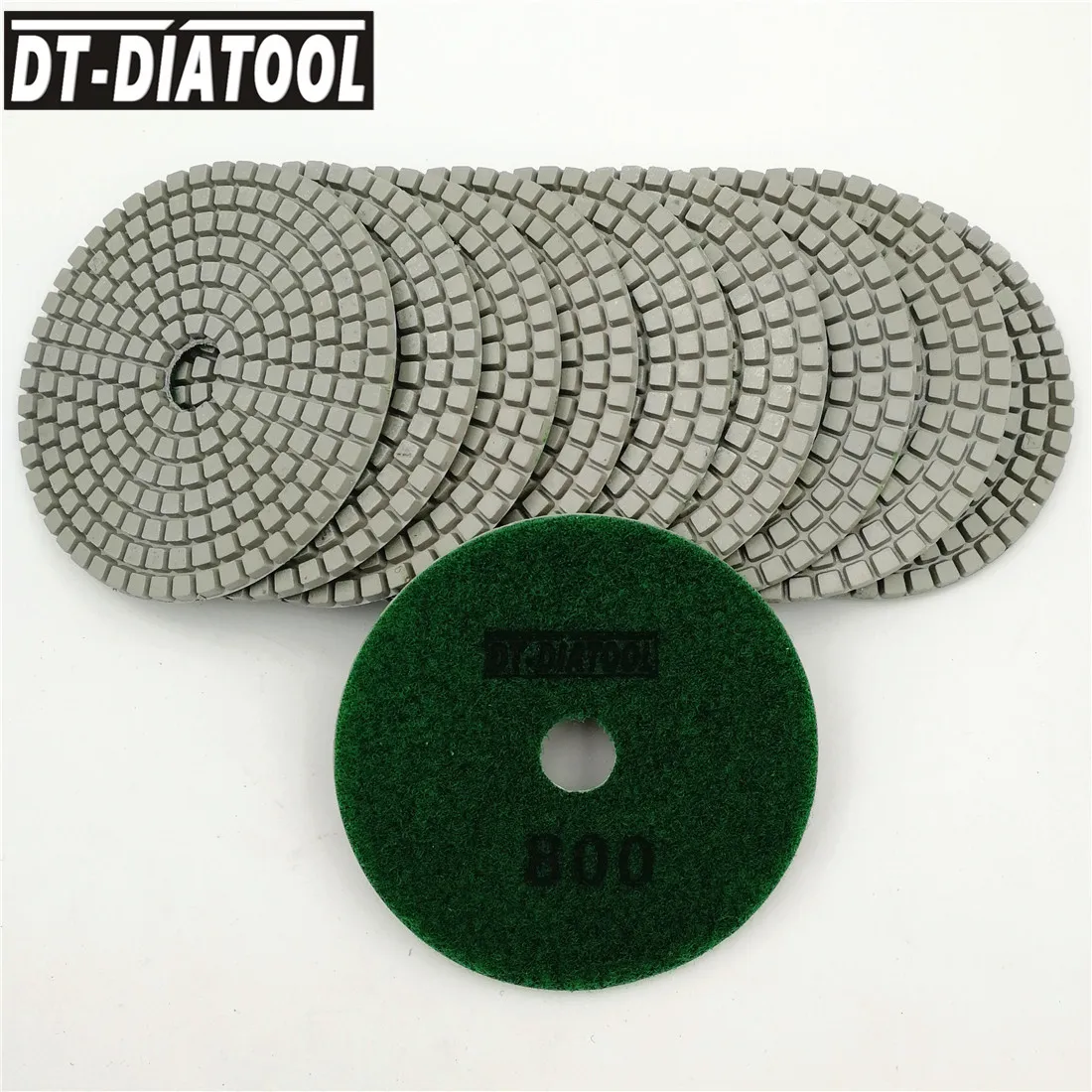 DT-DIATOOL 10units 100mm Grit 800 Diamond Polishing Pads For Floor Polishing Machine 4inch White Resin Bond Sanding Discs