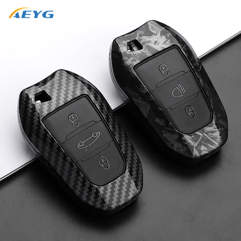 ABS Carbon Fiber Car Key Case Cover For Peugeot 308 408 508 2008 3008 4008 5008 For Citroen C4 C6 C3-XR keychain Accessories