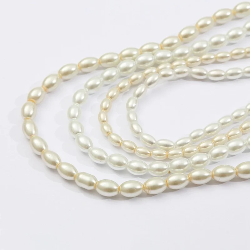 90-120Pcs/Lot 80cm/Strand Ivory White Oval Shape Glass Imitation Pearl Beads for DIY pendant Necklace Earring Bracelet Jewelry