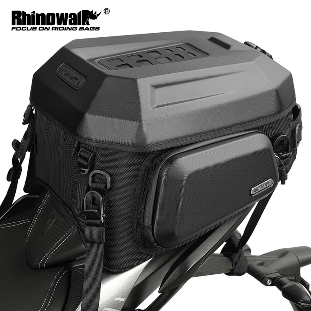 Rhinowalk Motorcycle Tail Bag 23L-35L Expandable Hardshell Motor Rear Seat Luggage Box Waterproof Inner Bag Riding Backpack Case