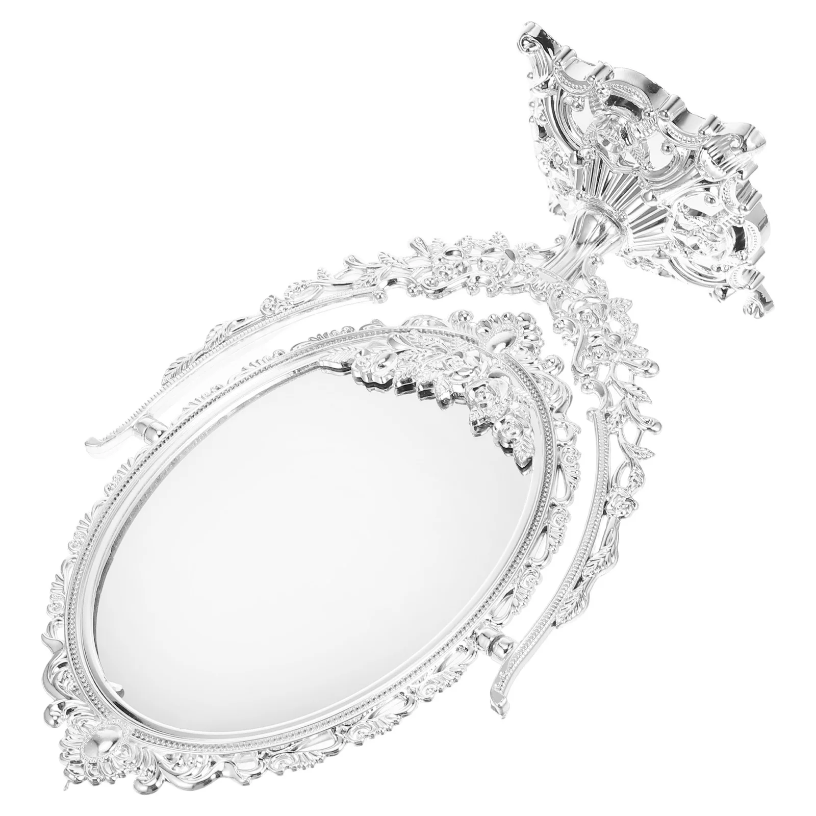 Vintage-Kosmetikspiegel, 360° drehbar, doppelseitig, hochauflösender ovaler Schreibtischspiegel, eleganter Retro-Stil, stabile Basis, platzsparend