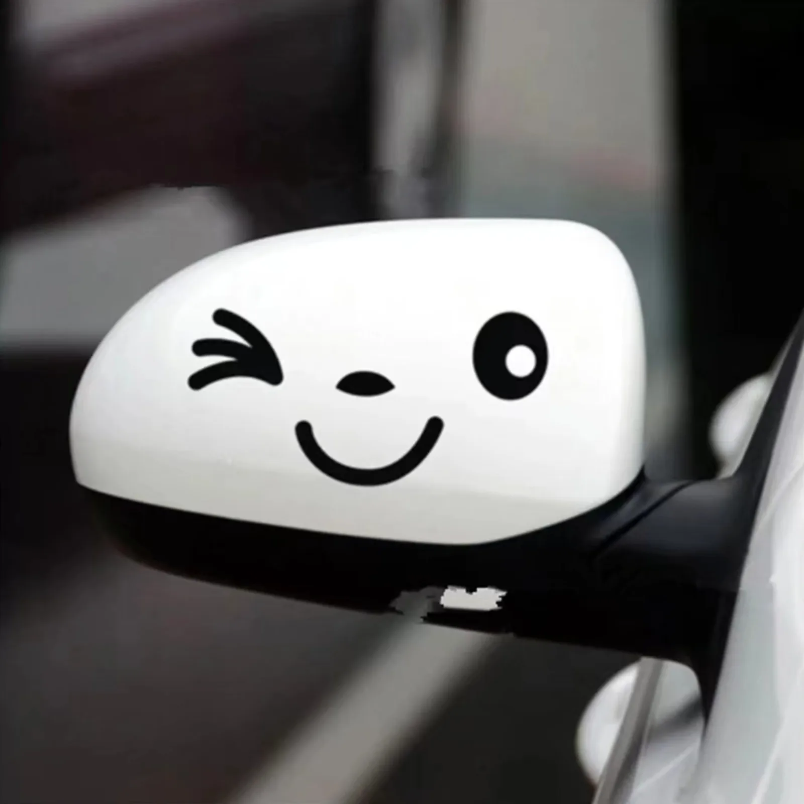 Autocollants de rétroviseur Smiley Face, 2 pièces/feuille, autocollants de rétroviseur de voiture mignons avec conception d'expression amusante
