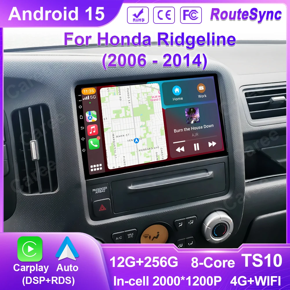

Android Car Radio For Honda Ridgeline 2006 - 2014 GPS Stereo Carplay Multimedia Player Android Auto Screen 4G Wifi No 2din DVD