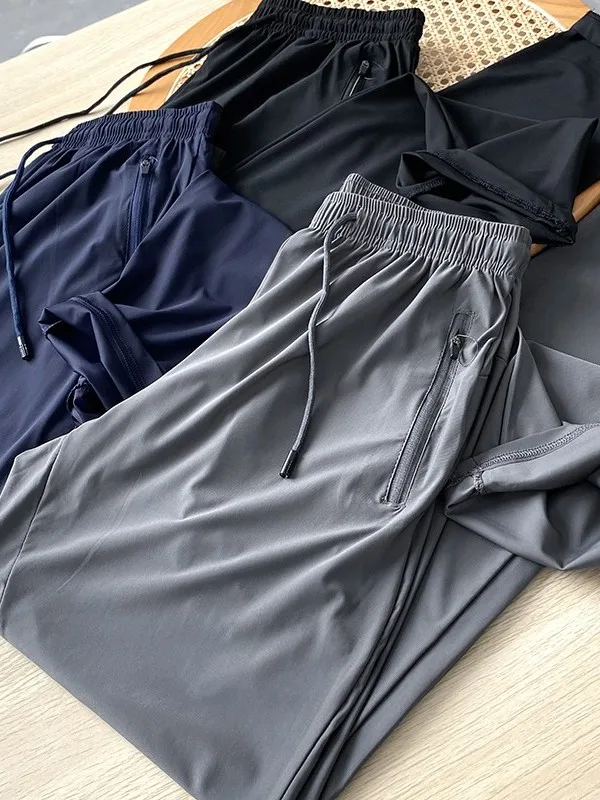 

Men's Summer Thin Sport Pants Casual Quick Dry Breathable Straight Leg Pants mid Waist Comfortable Fit Color 9741