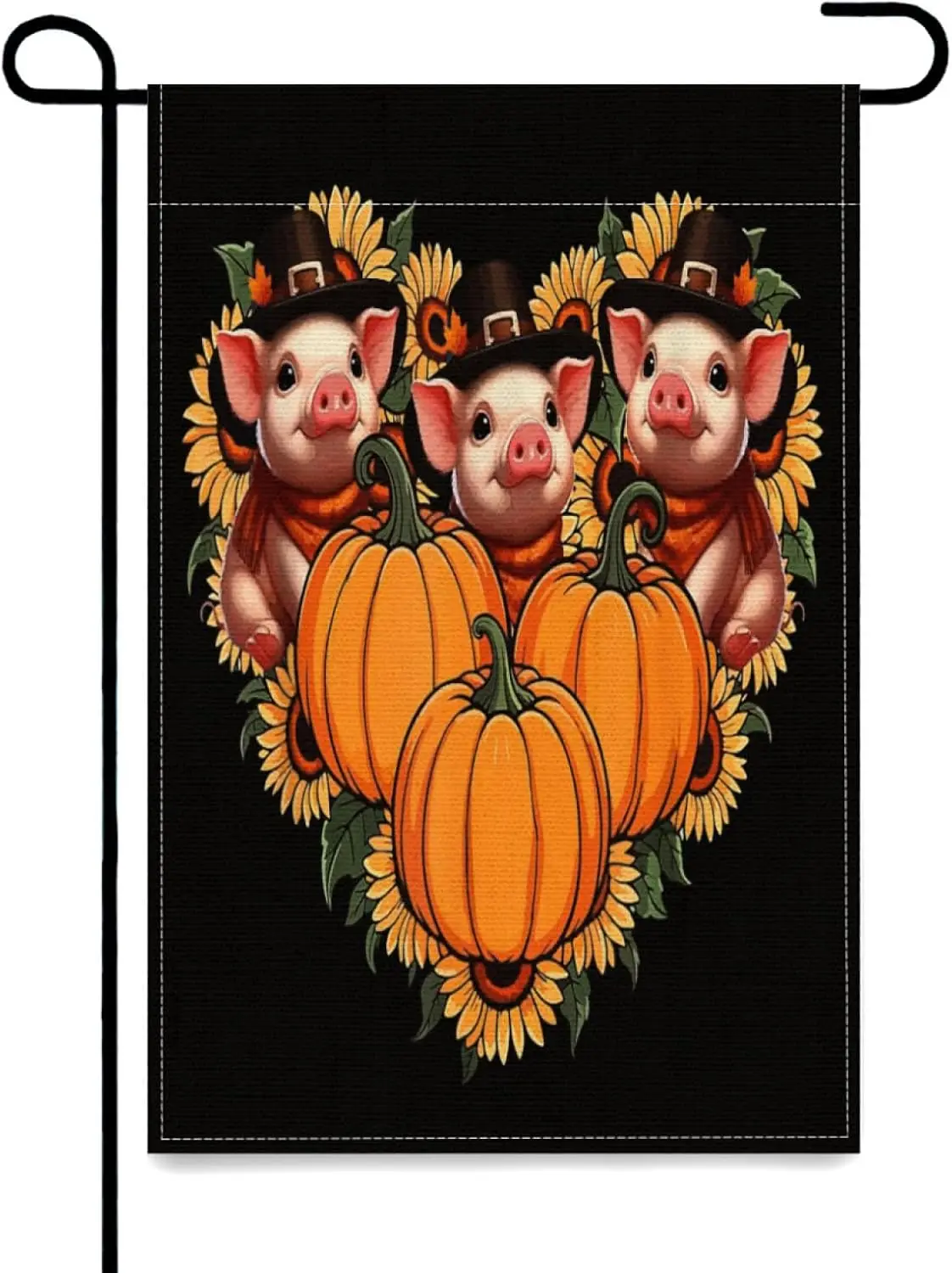 Three Cute Pigs Thanksgiving Pilgrim Sunflowers Pumpkins Garden Flags,Double Sided Yard Flag Banner Tapestry All Seasons Out LLG