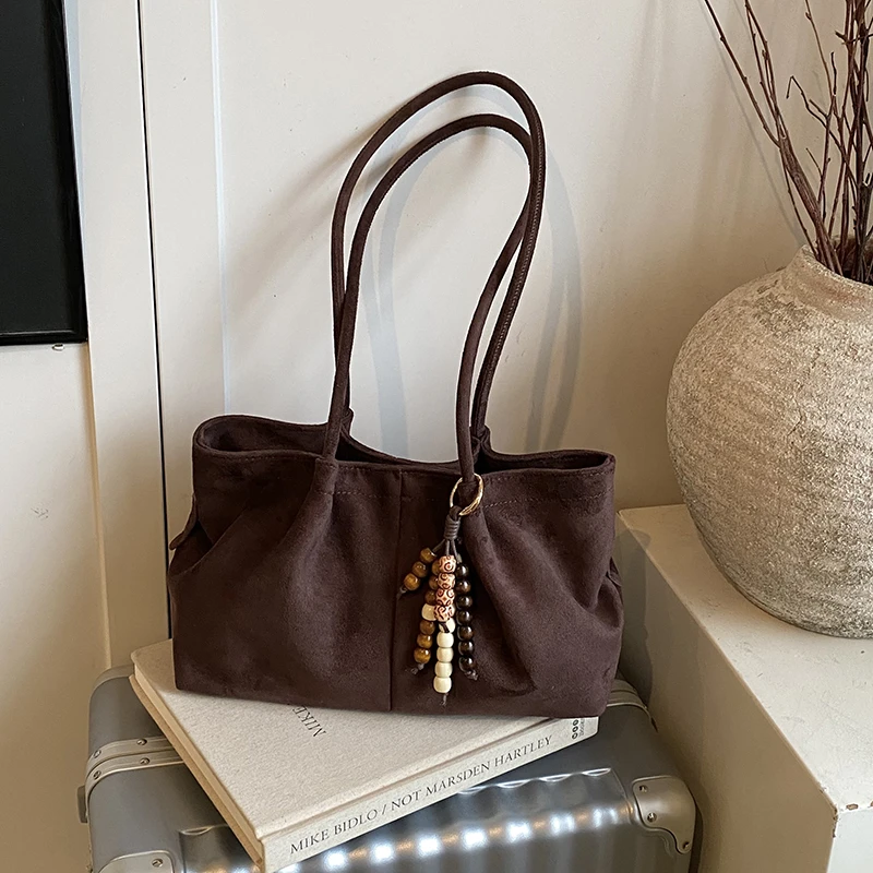 

Solid Color Large Capacity Casual Shoulder Bags Hasp Versatile Bags Female 2025 Fashion Temperament Commuting Women's Handbags