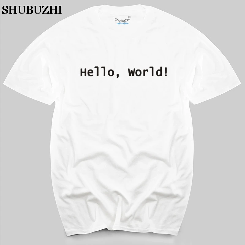 cool design print Programmer computer T-shirt hello world linux geek male short-sleeve men's shirt male basic top tee