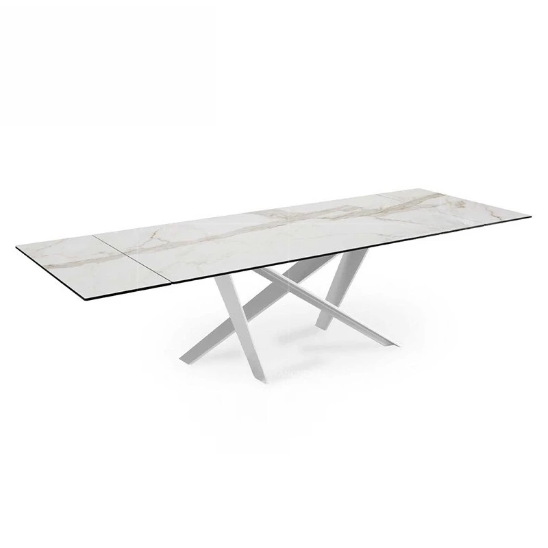Glass dining table home retractable modern light luxury dining table small apartment functional dining table and chair