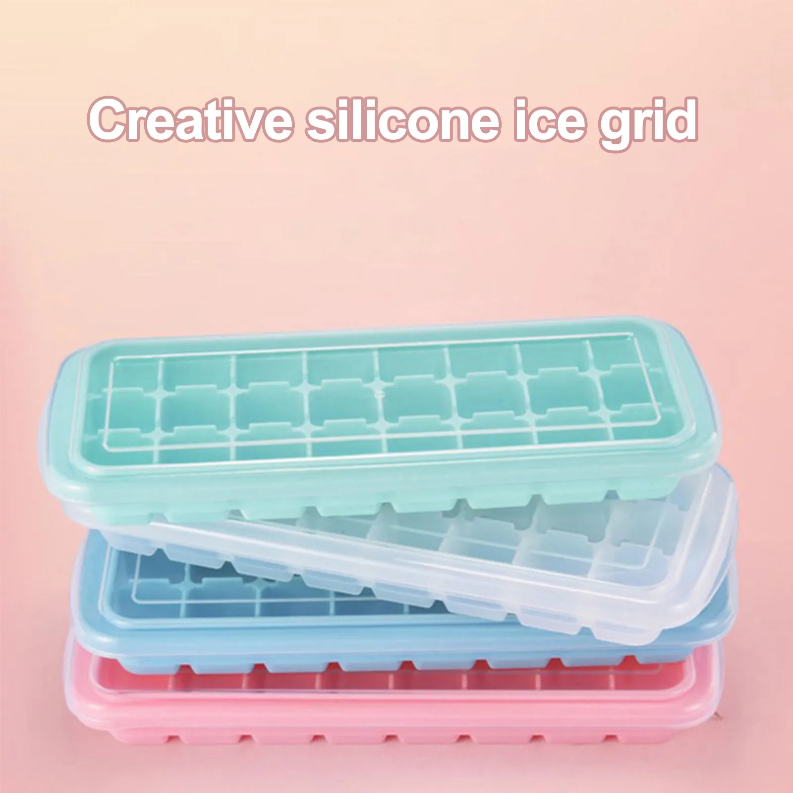 Silicone Ice Cubes Tray with Lid 24 Cubes Jelly Maker frozen Molds Easy-Release for Whisky Cocktail Cola Baby Food and Drinks