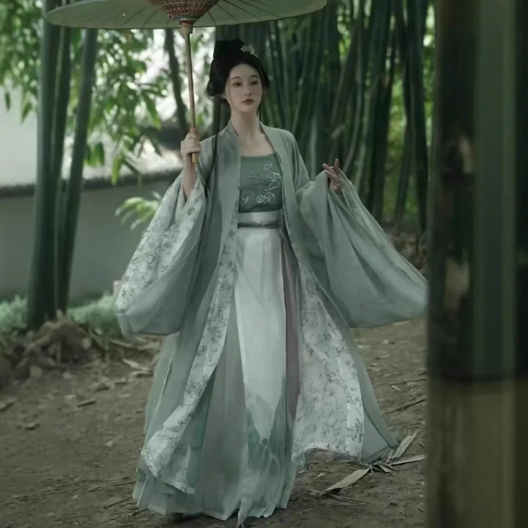 

Daily Song Hanfu Chinese Traditional Han Clothing One-Piece Clean Cold Wind Super Waist-High Dress Suit with Style