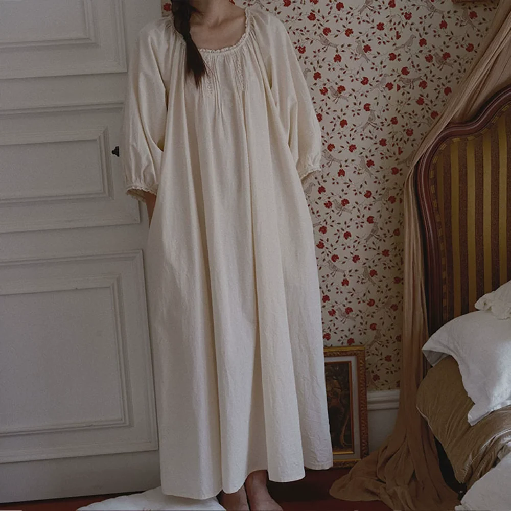 2026 New 100% Cotton Long Home Clothing Nightgown Women Loose Fit Extra Long Length Night Dress Sleeping Loungewear Oversized