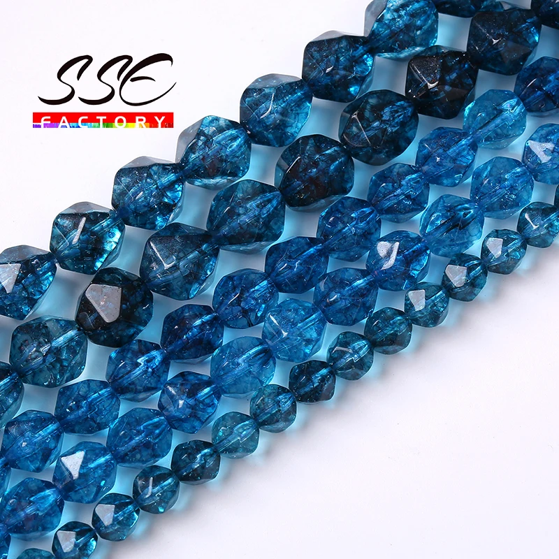A+ Faceted Dark Blue Crystal Quartz Beads Natural Stone Loose Beads For Jewelry Making DIY Bracelet Necklace 6 8 10mm 15