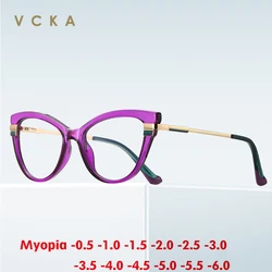 VCKA Cat Eye Myopia Glasses Frame High Quality 2025 NEW Fashion Women Anti Blue Light Custom Prescription Eyewear -0.50 TO -10