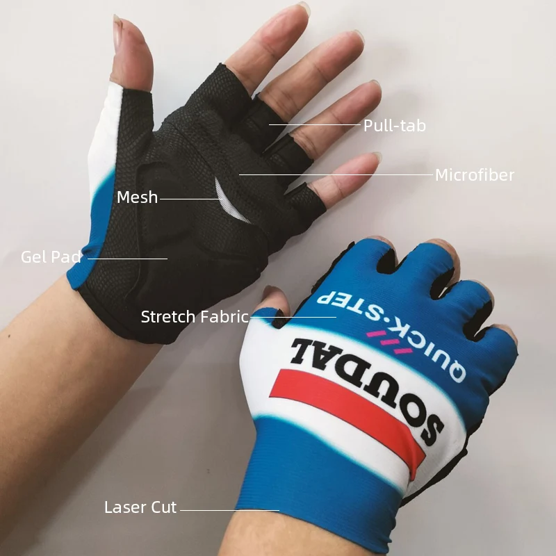 Pro Team Breathable Cycling Gloves, Anti Slip and Shock-absorbing Road Bike Gloves,Half Finger Bicycle Gloves for Men Women