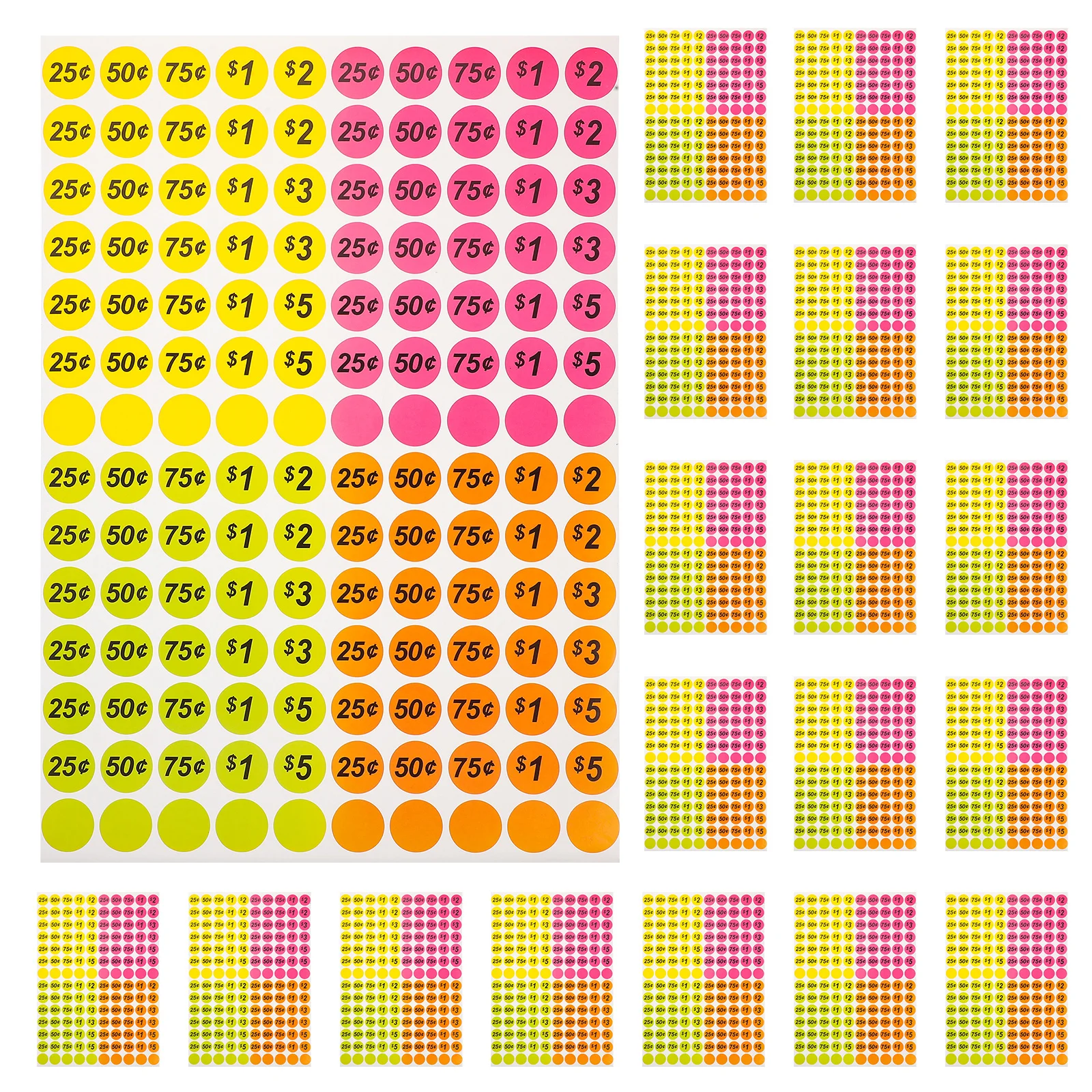 

25 Sheets Price Label Stickers Round Self-Adhesive Pricing Labels For Supermarket Retail Store Small Business Sale Marker Paper
