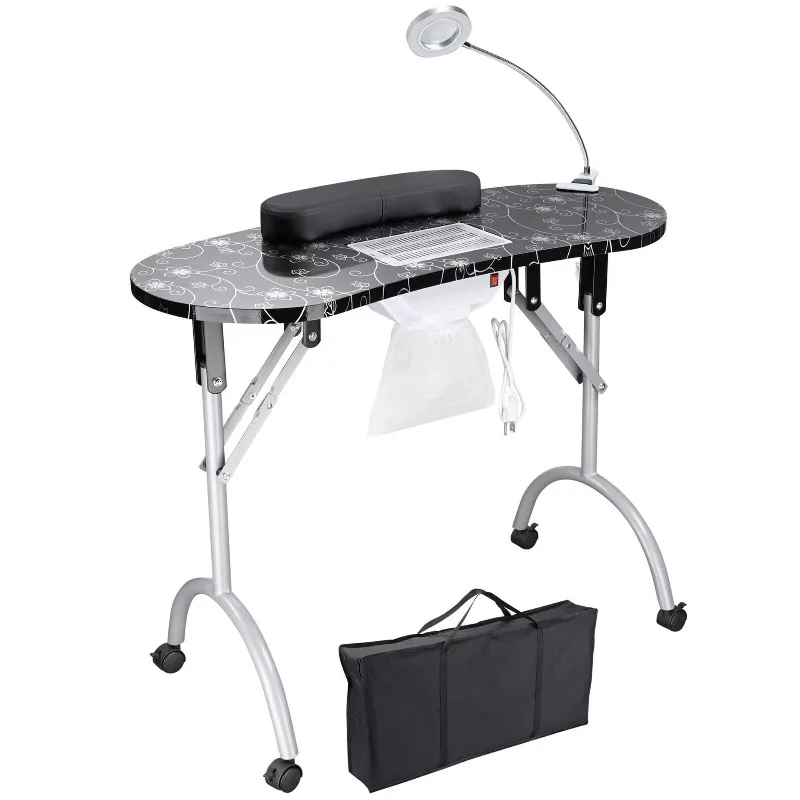 

Manicure Table for Professional Mesa De Manicura Portatil for Home Beauty Salon Foldable Nail Desk with Dust Collector and Lamp