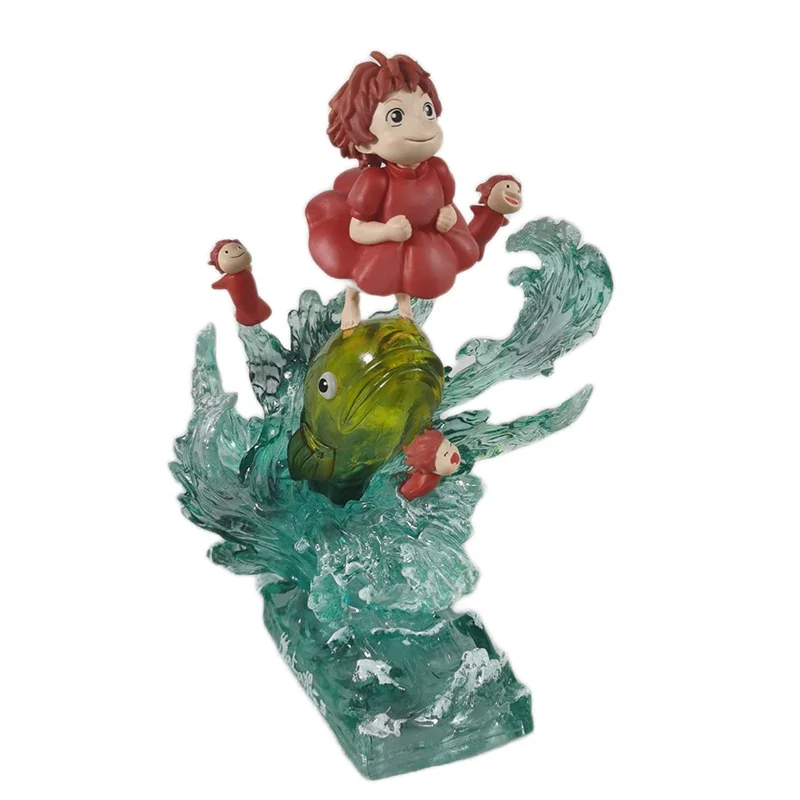 Hayao Miyazaki Heilender Stil Anime Ponyo Leuchtende Actionfigur Niedliche Mädchenfigur Modell Spielzeug PC-Gehäuse Ornament Desktop-Deko Geschenk