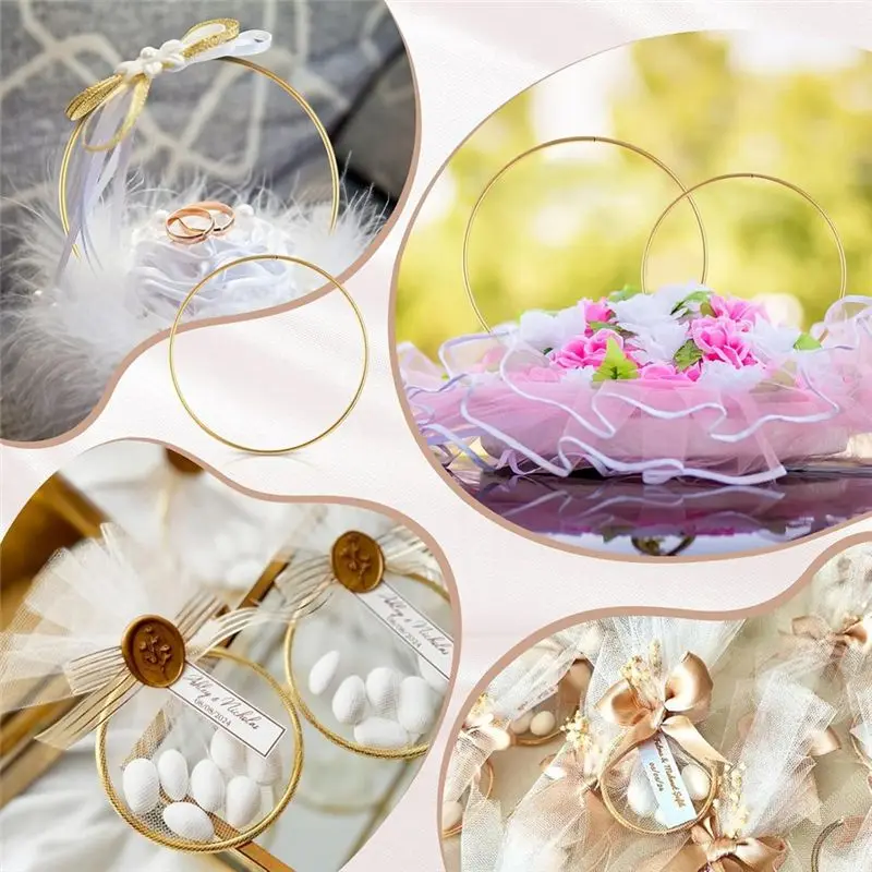A84X-100 Pcs Wedding Table Decor Metal Rings For Crafts For DIY Macrame Dream Catcher Supplies Gold Hoops Wall Hanging