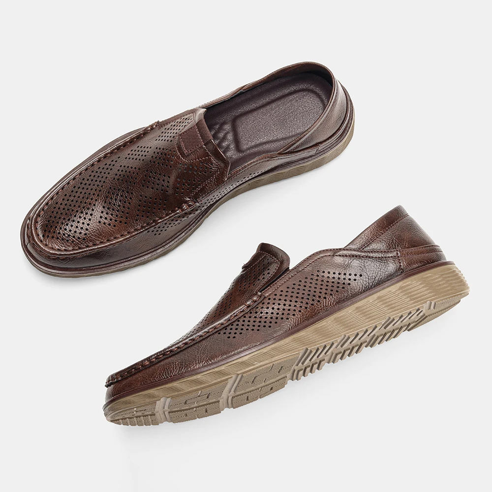 Men's Loafers And Slip Ons Moc-Toe Stitching Shoes For Man Daily Wear Men's Shoes Elastic Gore Inserts Moc Toe