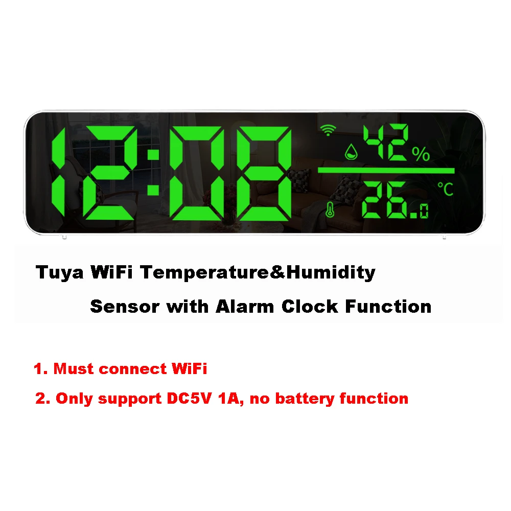 Tuya Zigbee of WiFi temperatuur-vochtigheidssensor Thuis aangesloten thermometer Compatibel met Smart Life Alexa Google Assistant