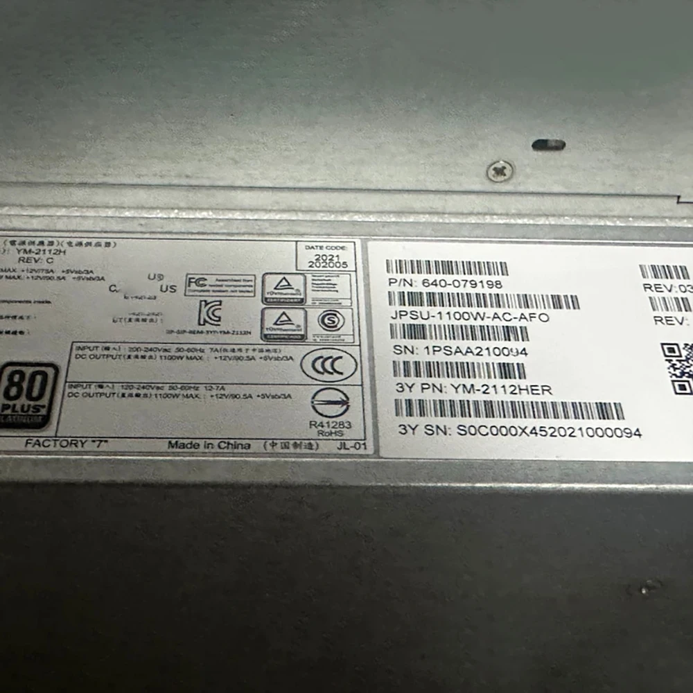 

1 шт. для источника питания Juniper используется для переключателя QFX5100 QFX5200 YM-2112H JPSU-1100W-AC-AFO