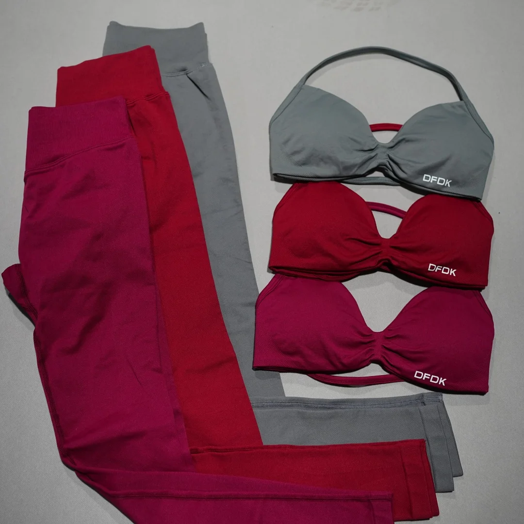 DFDK 2026 Conjunto Deportivo de 2 Piezas para Mujer, Bra Deportivo Sin Costuras, Leggings de Cintura Alta, Ropa Deportiva Transpirable para Correr y Hacer Ejercicio