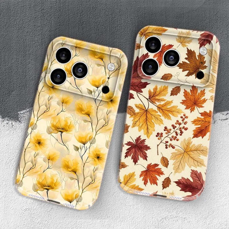 

Autumn Maple Leaf Pattern For Apple iPhone 17 16 16E 15 14 13 12 11 Air Pro Max Plus Feilin Protective Shell Phone Case