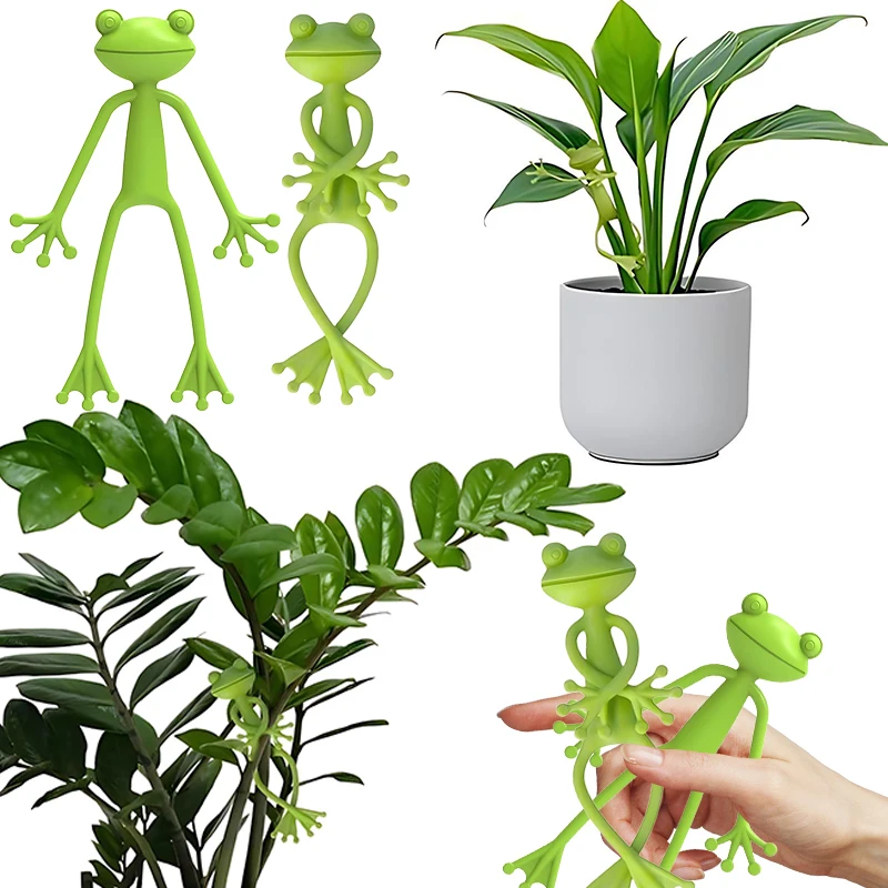 

5PCS/Pack Green Frog Shaped Plant Support Tomato Plants Stand Stake Bendable Vine Climbing Holder Tool Gardening Accessories ZYF