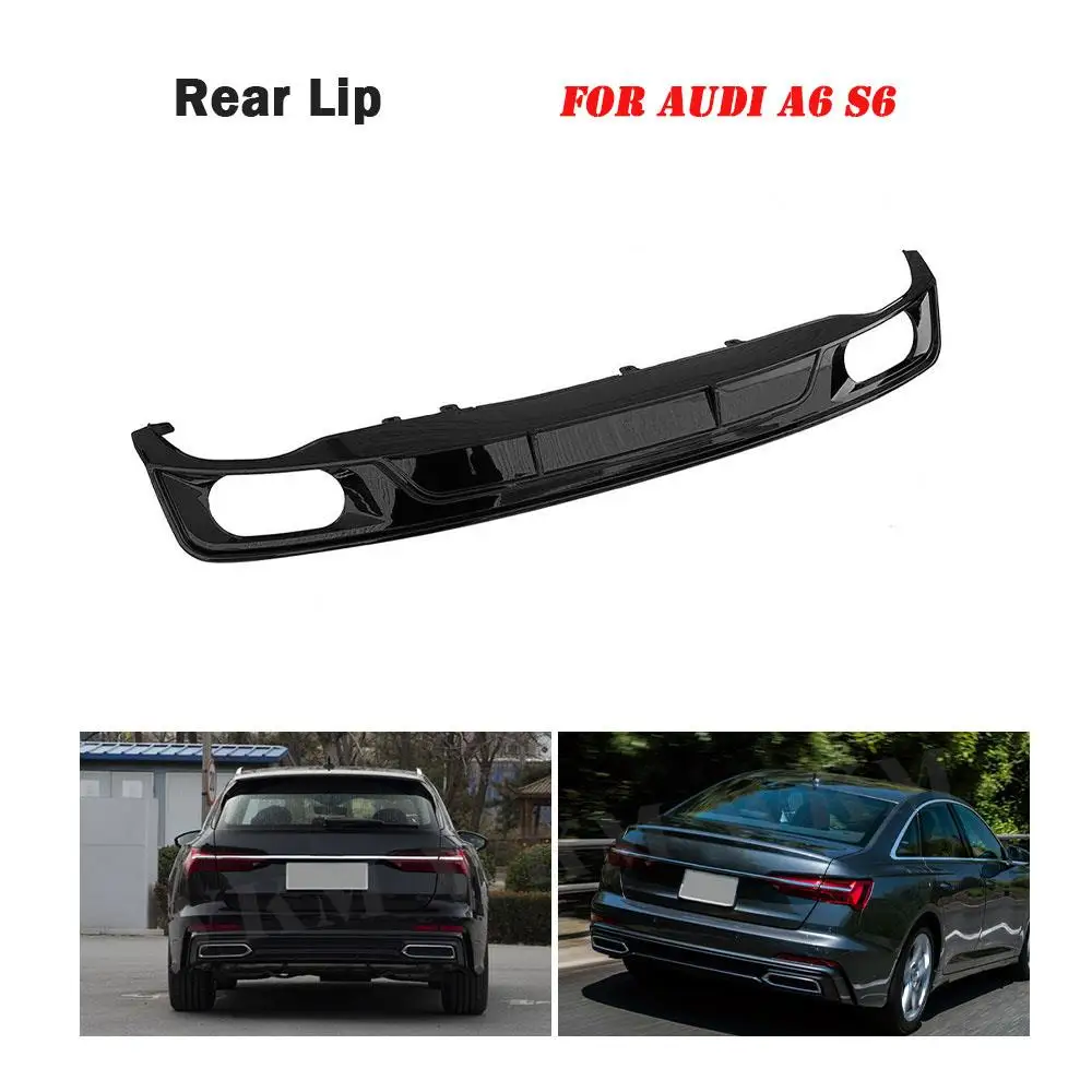 JCYECF ألياف الكربون الخلفي الناشر حافة مصد السيارة الفاصل غطاء لأودي A6 S6 Sline ليس معيار 2019-2021 ABS واقي مصد السيارة