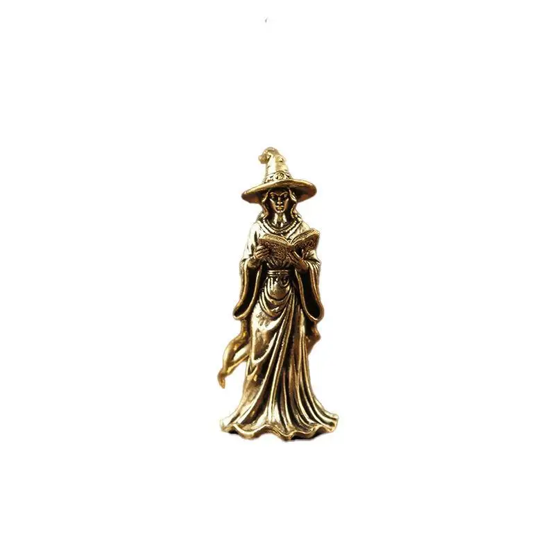 Brass Girl Dog Figurine Mini Creative Retro Ornament Handcrafted Desktop Decor for Home Office Shelf Housewarming Gift - view 5