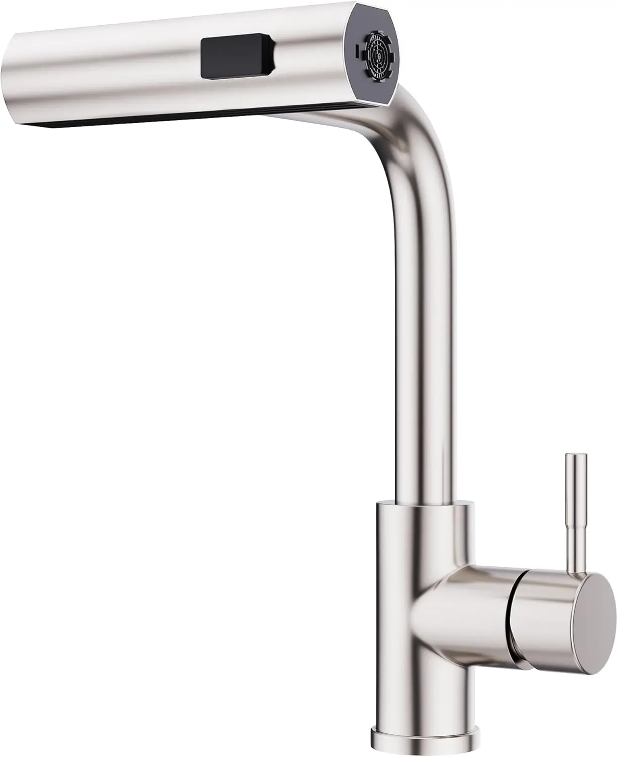 

Modern Kitchen Faucet with Pull Down Sprayer, Brushed Nickel Waterfall Sink Faucet, 3 Spray Modes, 360° Swivel, Single Handle, Easy DIY Install