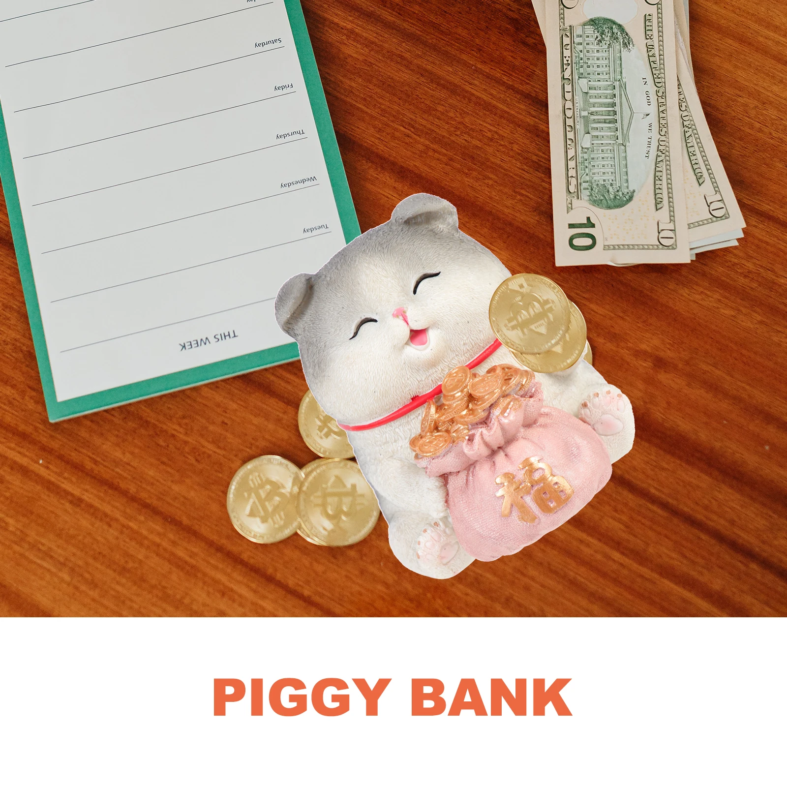

Vinyl Fortune Cat Piggy Bank Exquisite Saving Pot Home Decor Coin Container Lightweight Kids Adult Use Storage